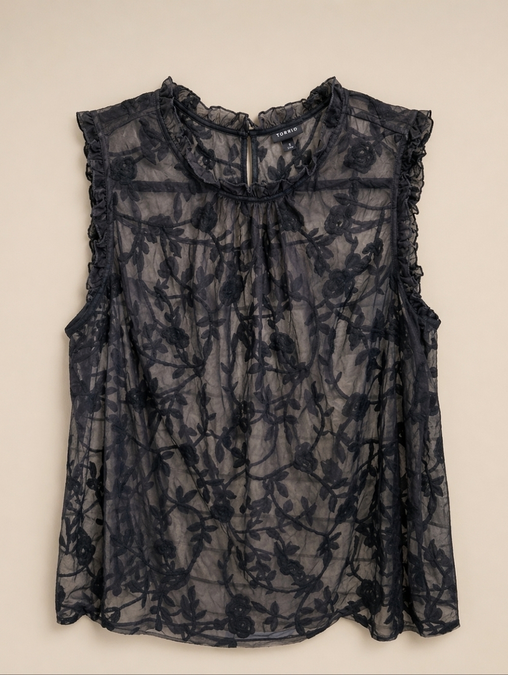 Torrid Black Sheer Floral Blouse